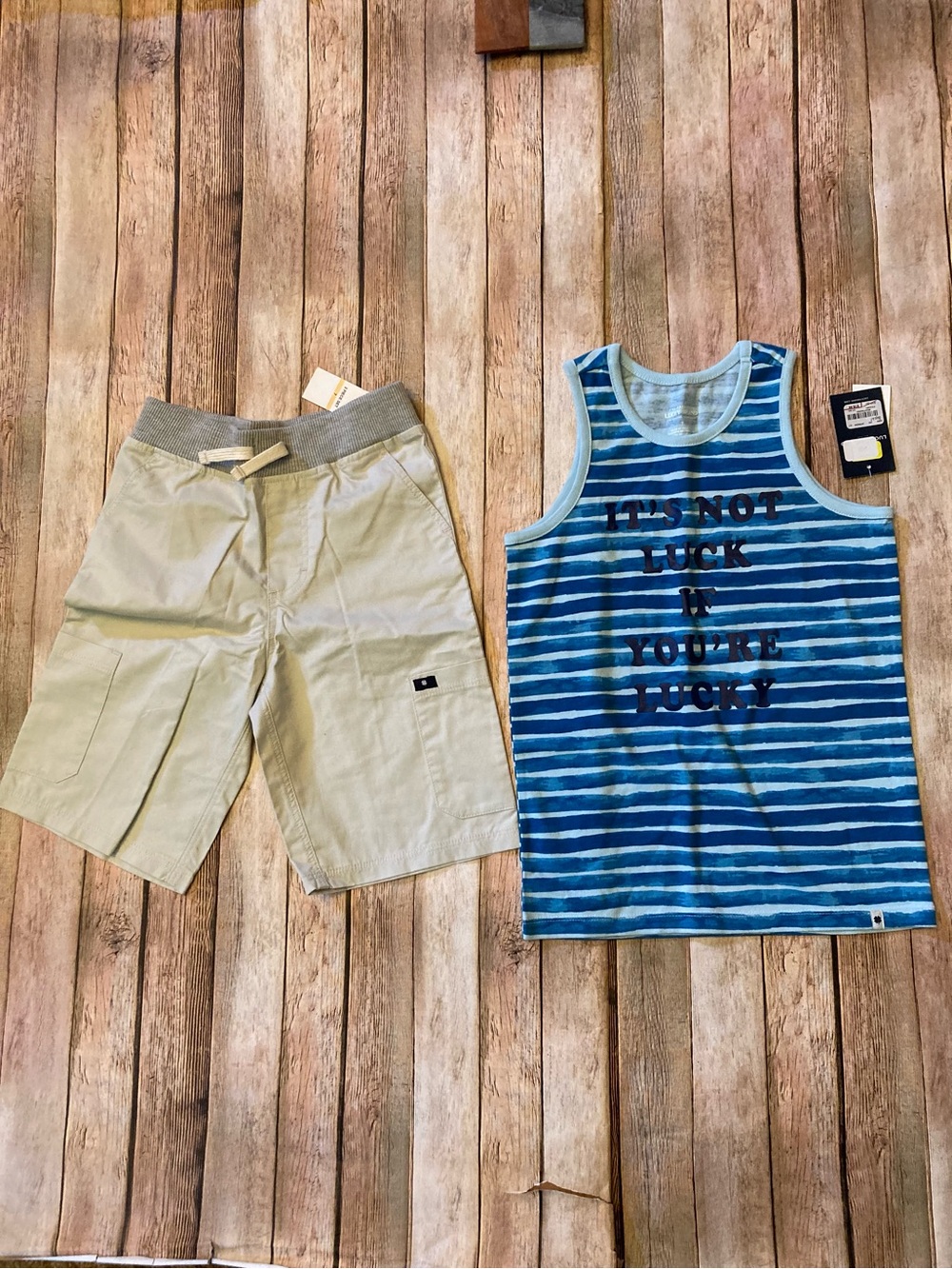 Lucky Brand Blue & Cream 2-Piece Set Boy’s size 7 NWT